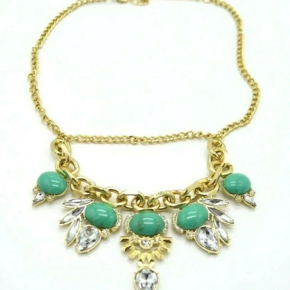 Blue Green Clear Acrylic Flower Rhinestone Choker